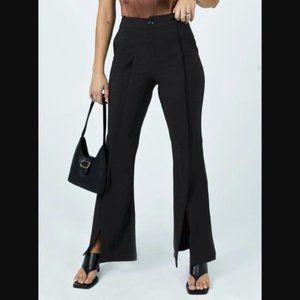 PRINCESS POLLY Kaylen Black High Rise Split Hem Flare Pants Womens 10